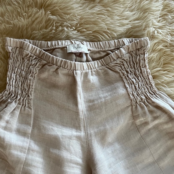 Wrap London linen smocked side wide leg pants size 2/4 - Picture 4 of 5